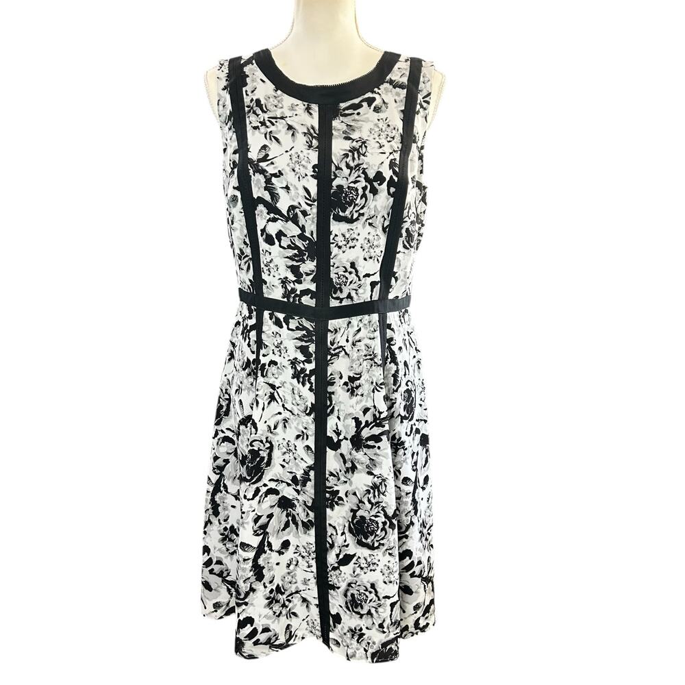 Talbots Black and White Floral Midi Dress